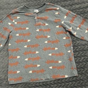 Hanna Andersson Gray and Brown Fox Long Sleeve Tee